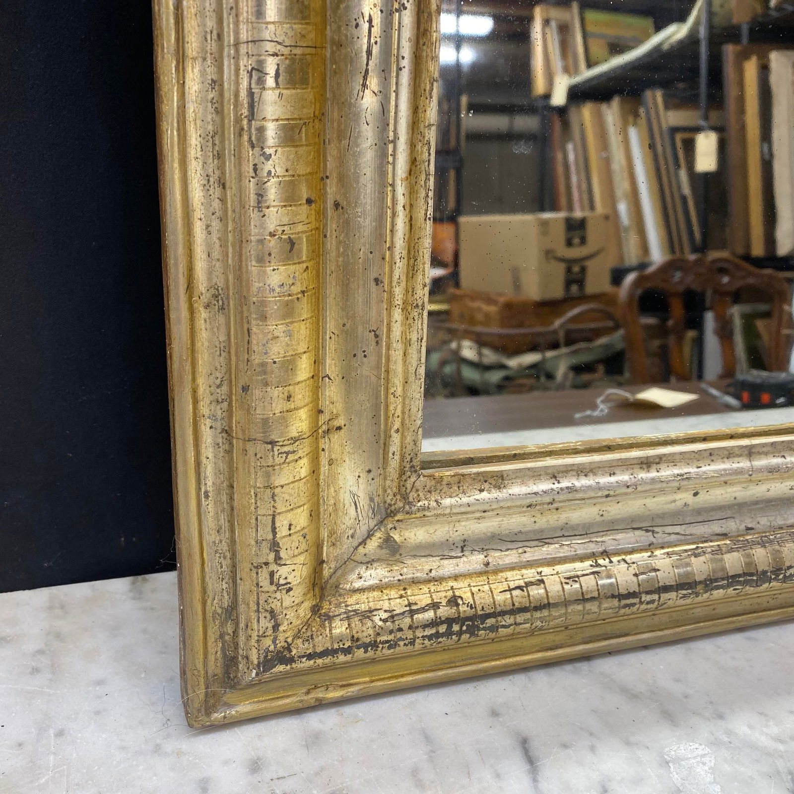 French Louis Philippe Gold Leaf Giltwood Wall Mirror Early 19th Century - 3