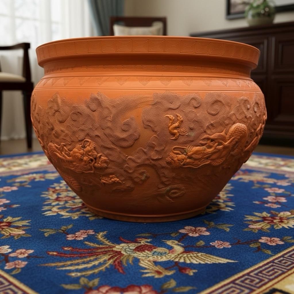 Large Dragon Terracotta Pot Garden Planter - 2