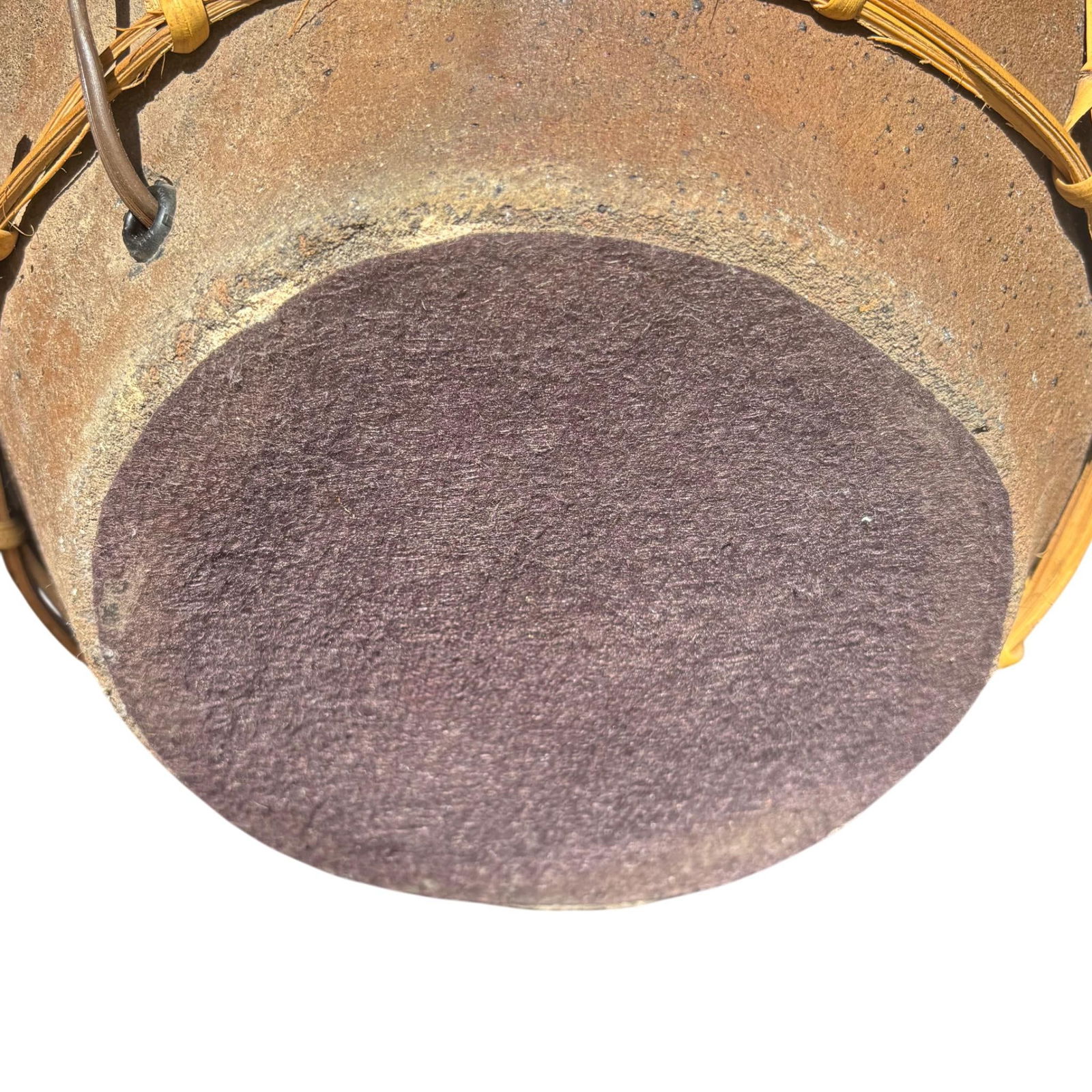 Monumental Martaban-Style Stoneware Water Jar Table Lamp With Woven Rattan - 11