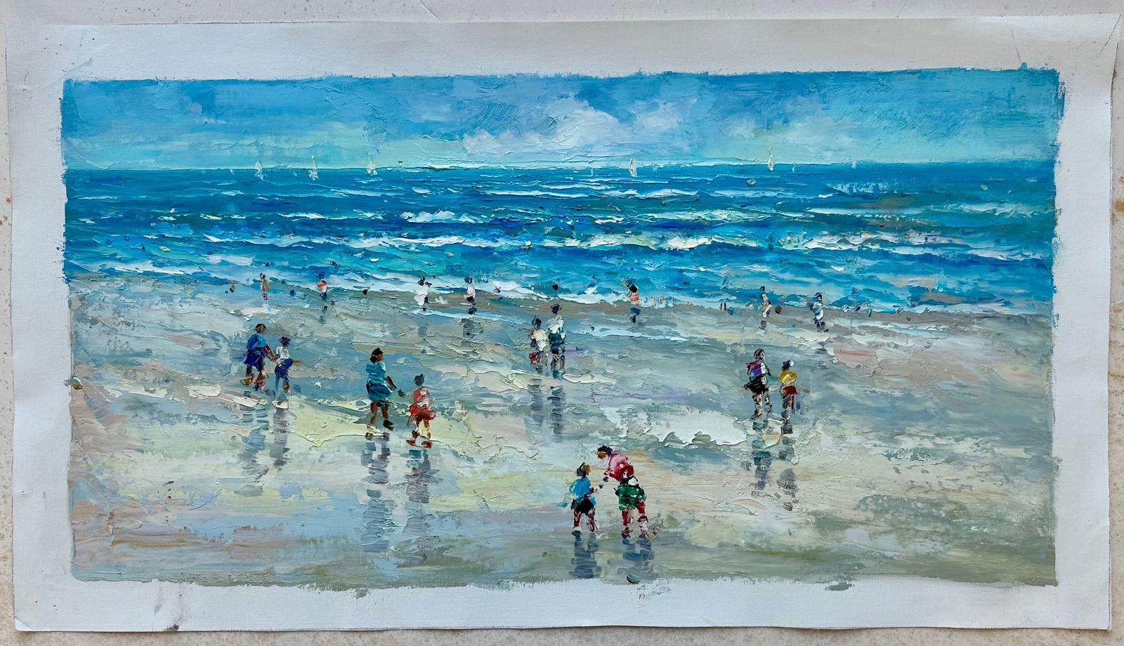 Contemporary Ocean Beach Scene Painting, Unstretched, by J. Morgan - 3