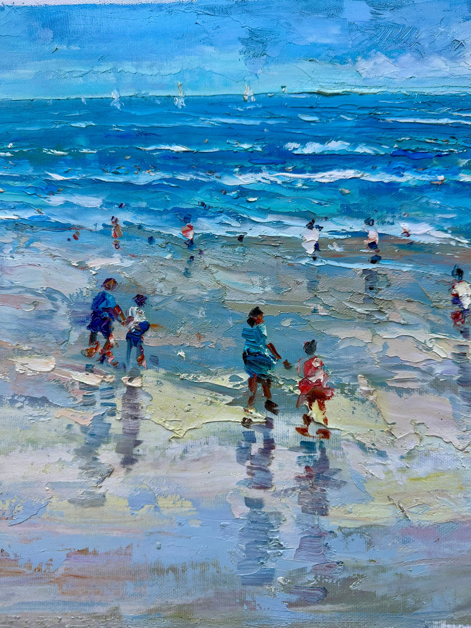 Contemporary Ocean Beach Scene Painting, Unstretched, by J. Morgan - 5