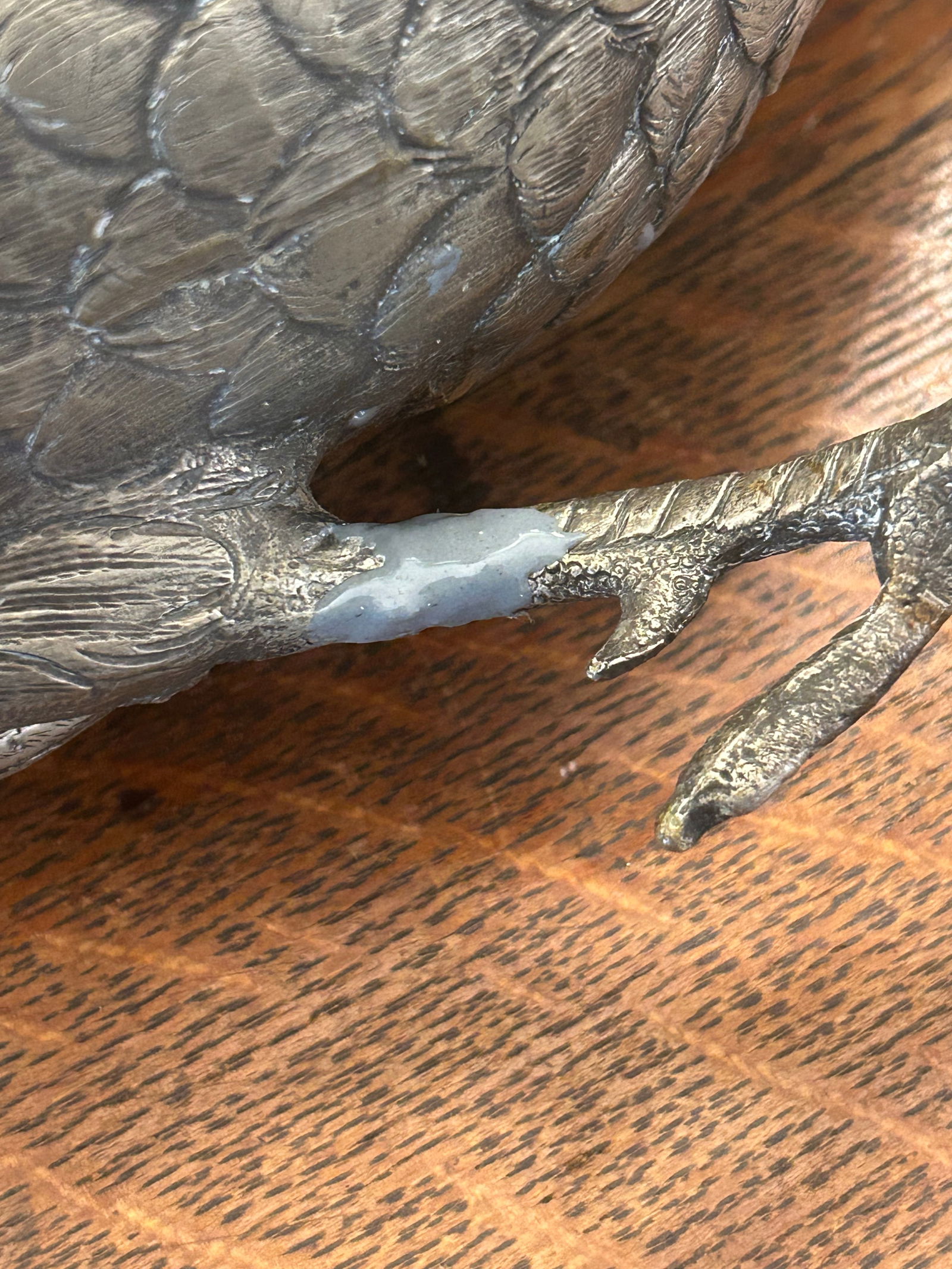 Early 20th Century Large German Silver Plated Pheasant Sculptures With Hinged Wings - A Pair - 11