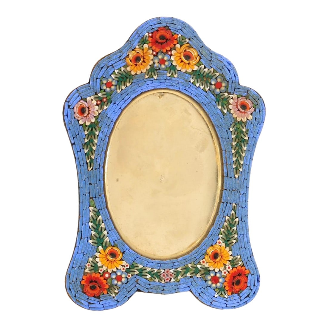 Rare Large Midcentury Italian Micromosaic Picture Frame for Neiman Marcus: This rare, larger-scale Italian micromosaic picture frame is part of the Neiman Marcus micromosaic collection, dating to the 1960s–1970s, and is basically midcentury Italian craftsmanship at