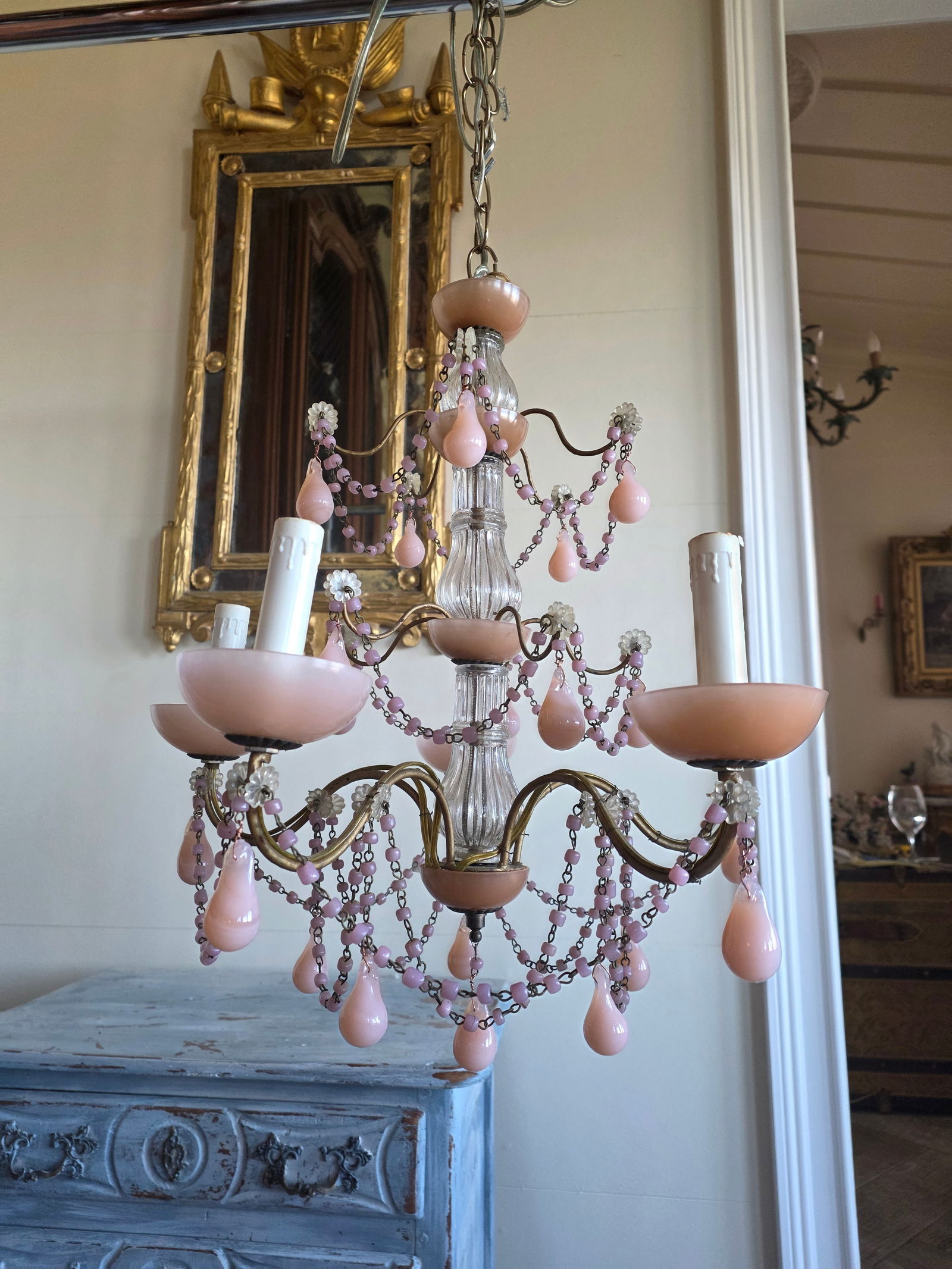 Pink Opaline Chandelier - 4
