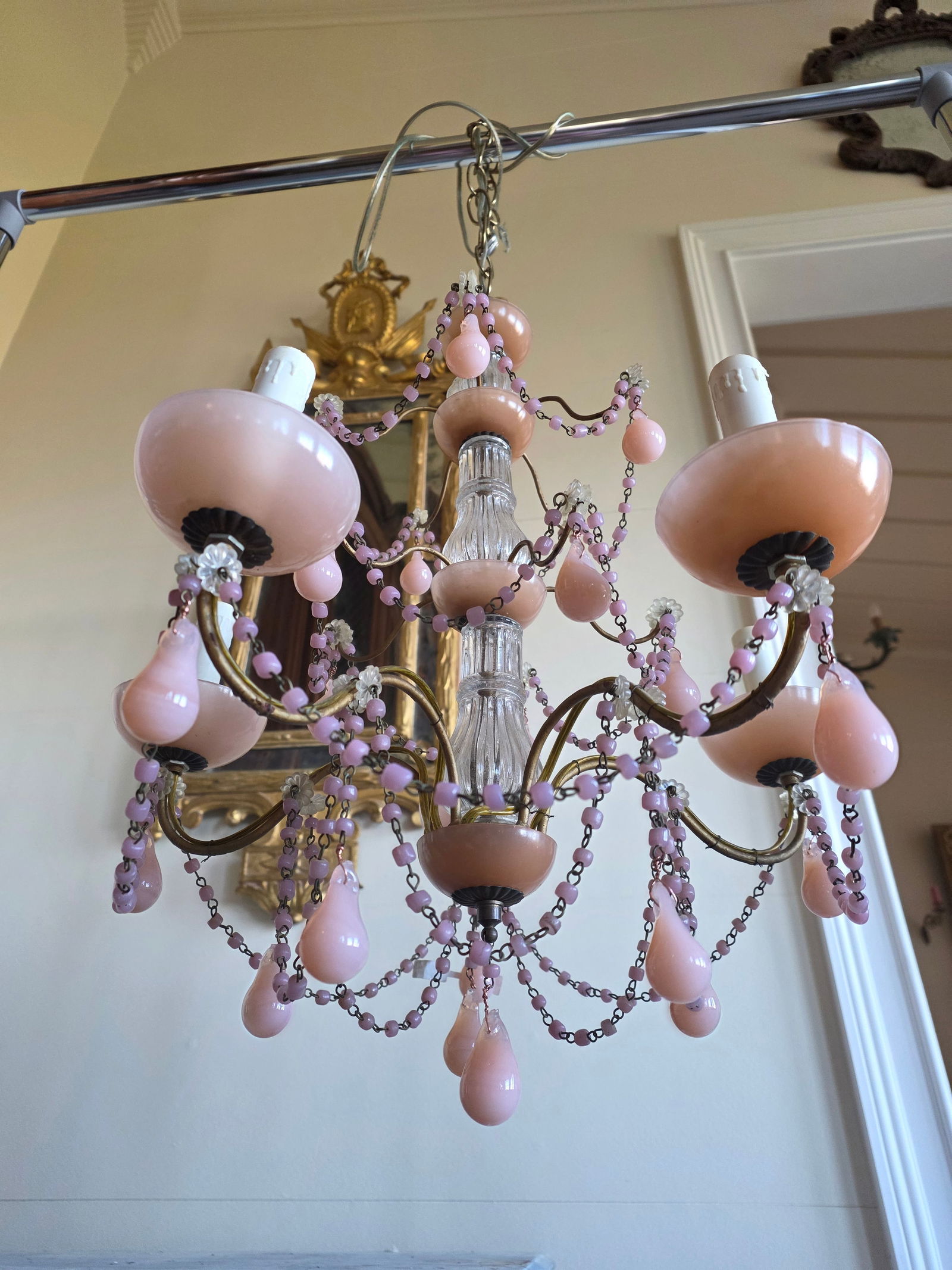 Pink Opaline Chandelier - 5