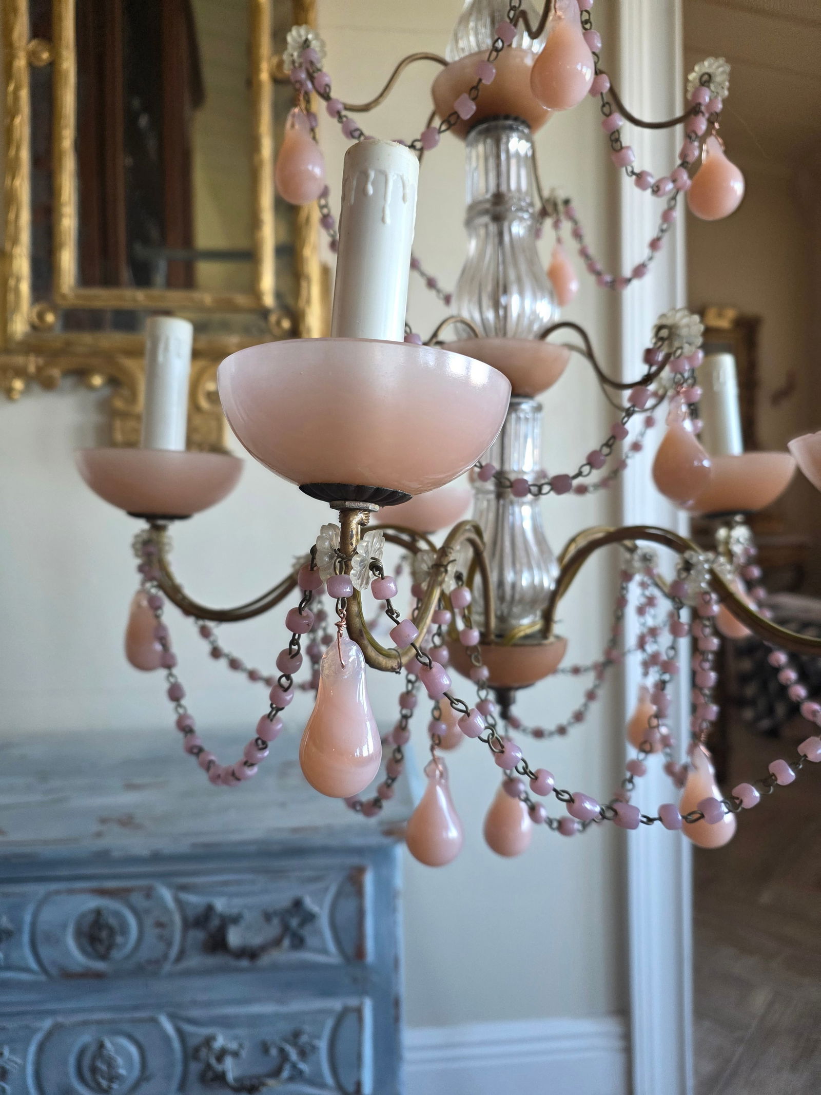 Pink Opaline Chandelier - 6