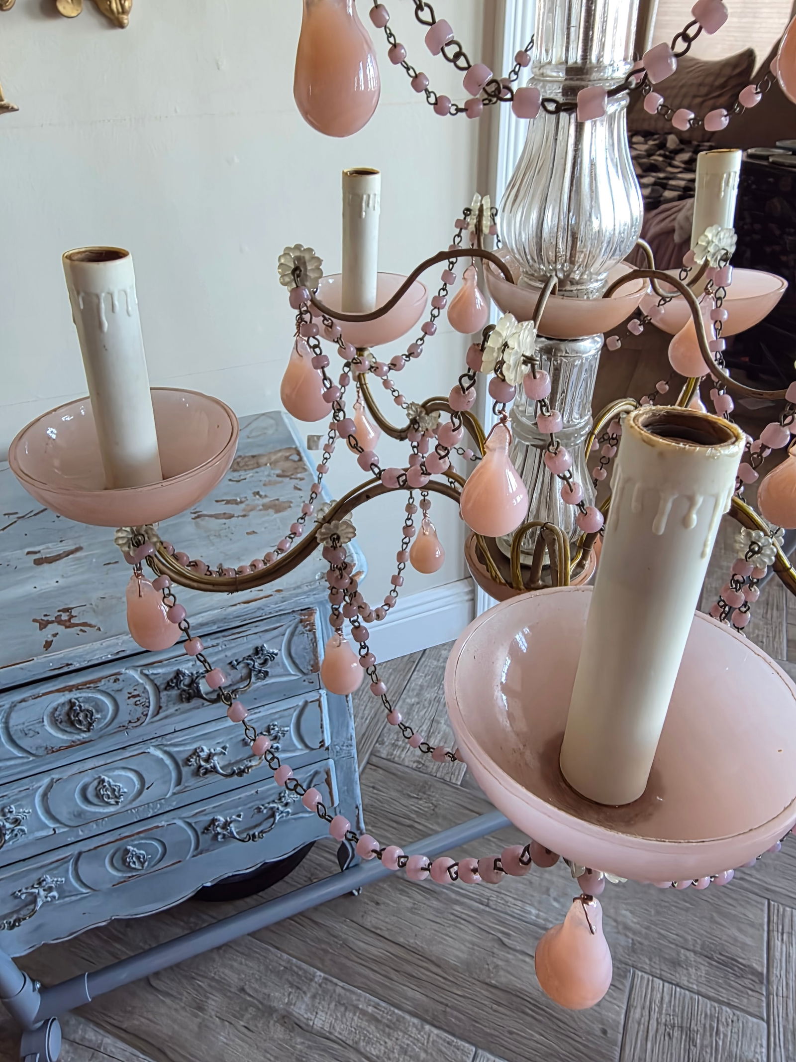 Pink Opaline Chandelier - 8
