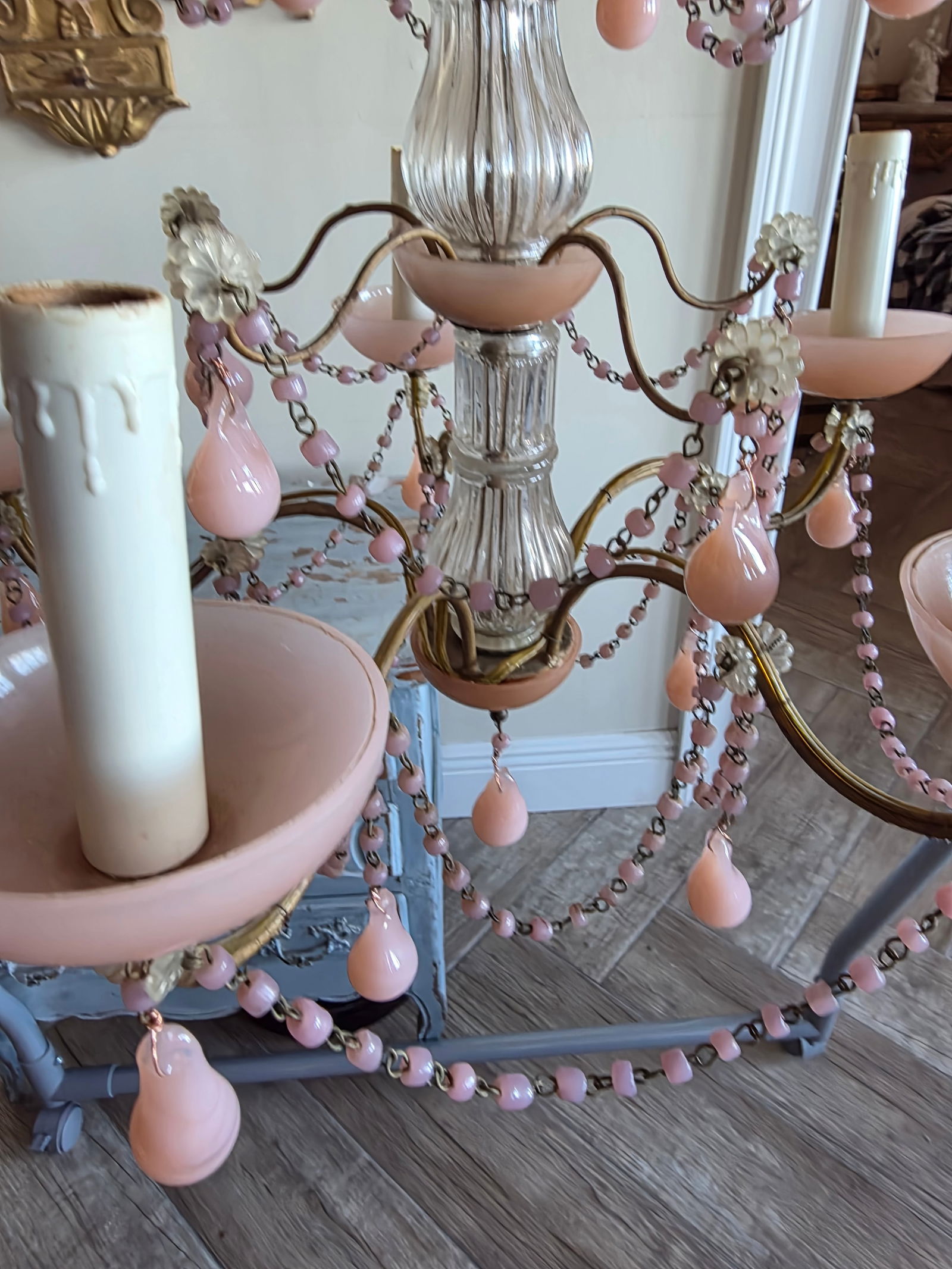 Pink Opaline Chandelier - 9