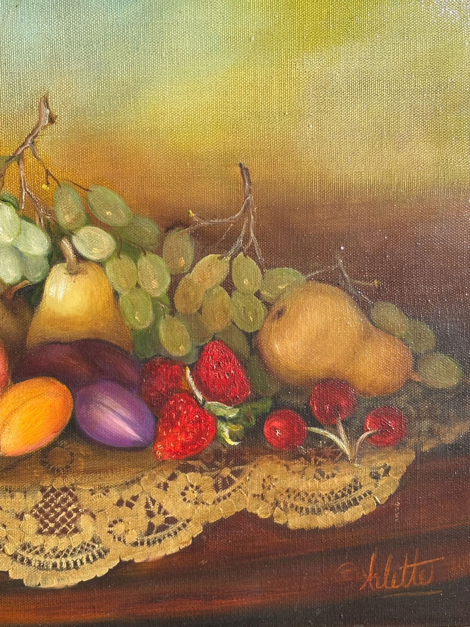 Fruit Still Life Oil Painting in Ornate Gilt Frame, Signed - 10