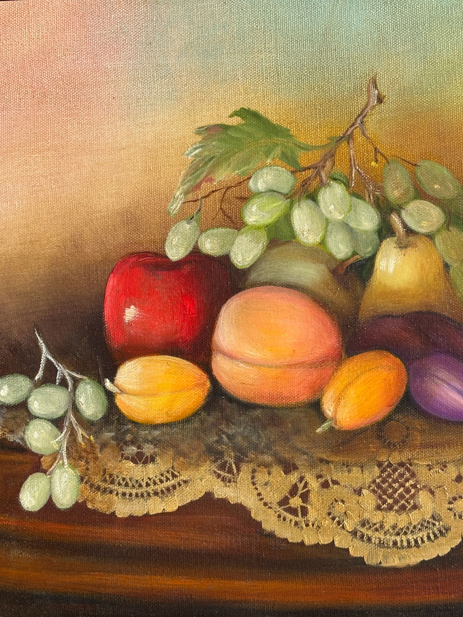 Fruit Still Life Oil Painting in Ornate Gilt Frame, Signed - 7