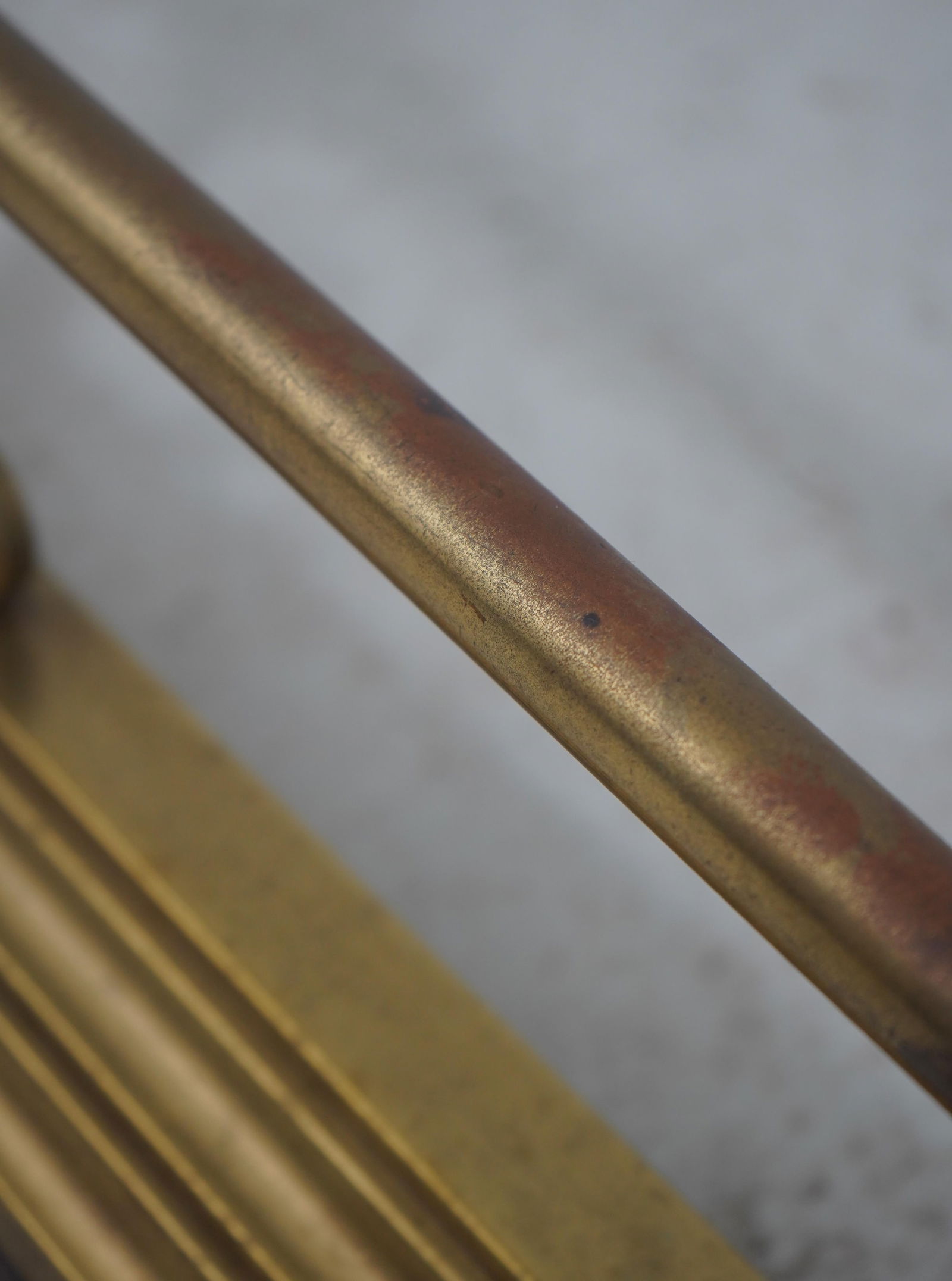 Antique English Brass Fireplace Fender on Wood Base - 11