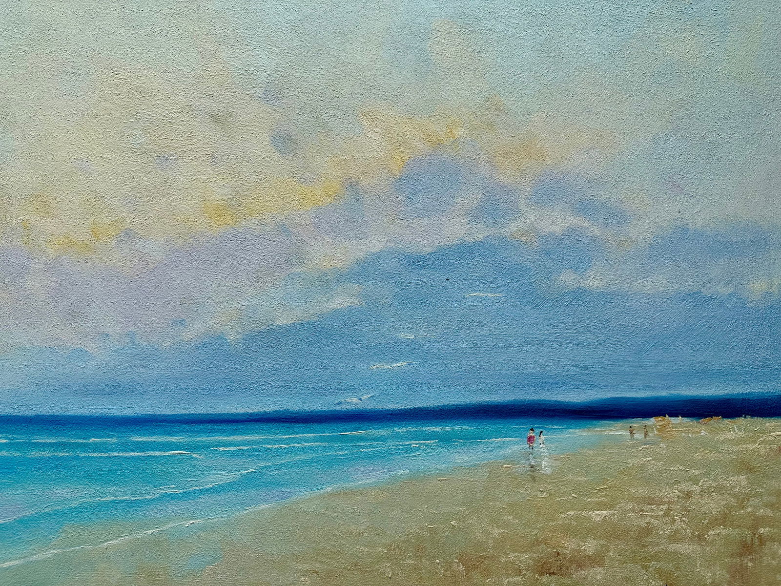 Serene Coastal Abstract Beach Scene - Original Oil, Unstretched Canvas, by Arciero - 2
