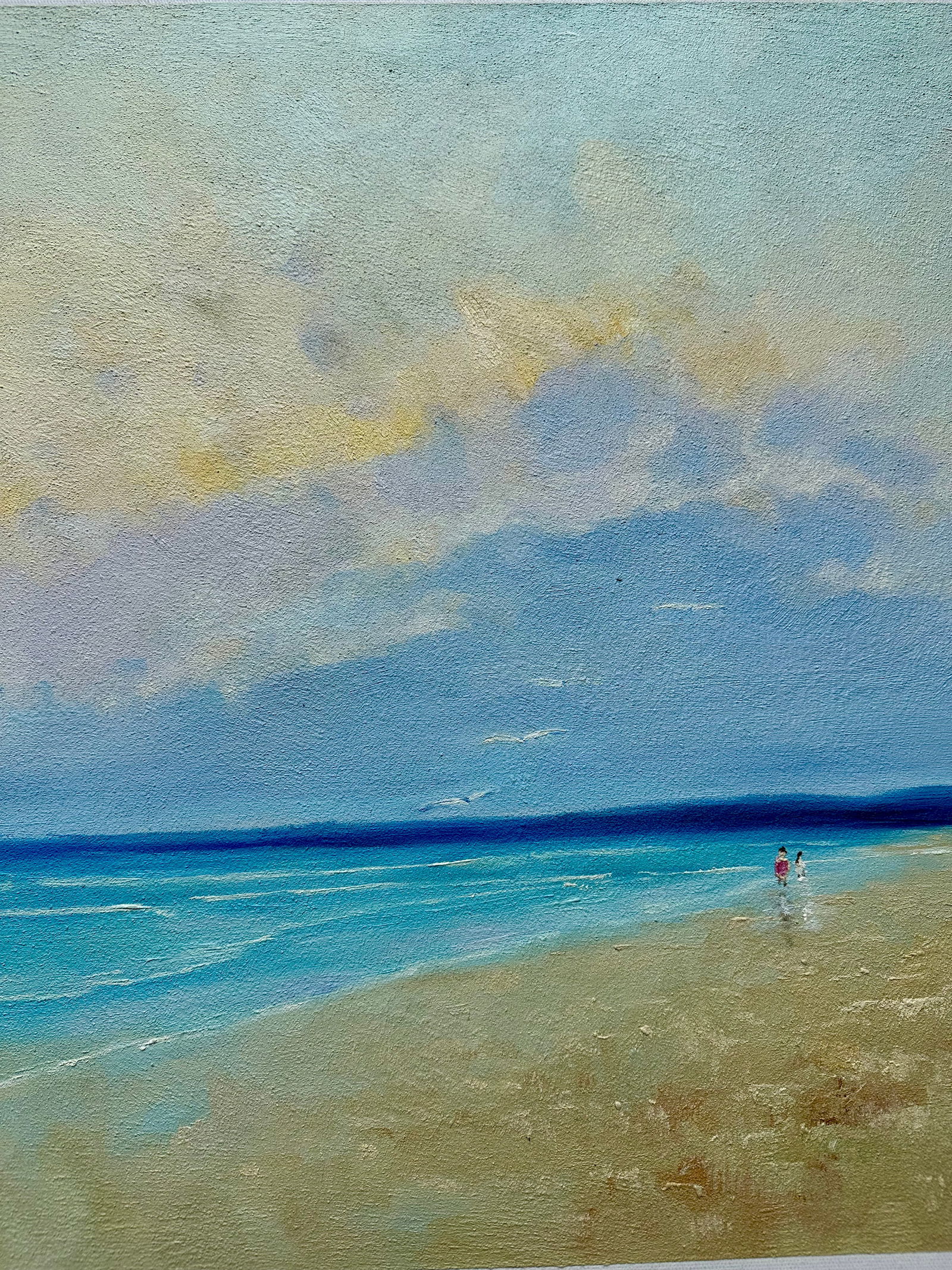Serene Coastal Abstract Beach Scene - Original Oil, Unstretched Canvas, by Arciero - 5
