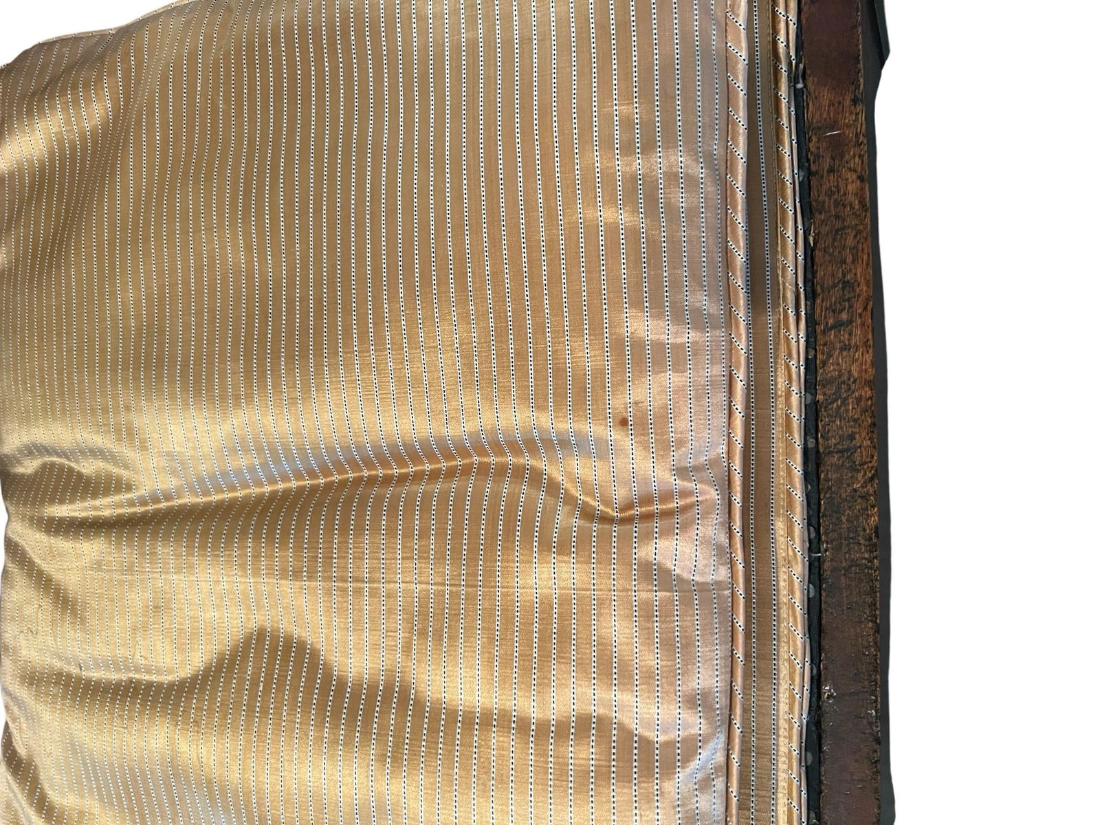 Late 20th Century Empire Revival Mahogany Side Bench With Striped Cushion and Tassel Ties - 7