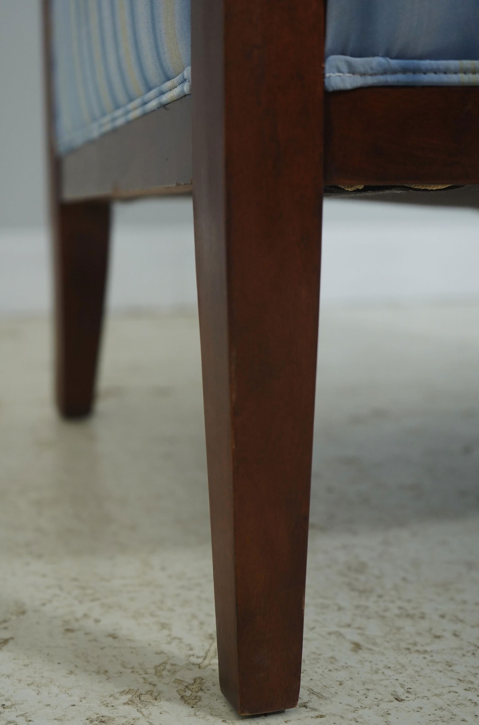 Baker French Empire Style Blue Upholstered Bergère Chair - 14