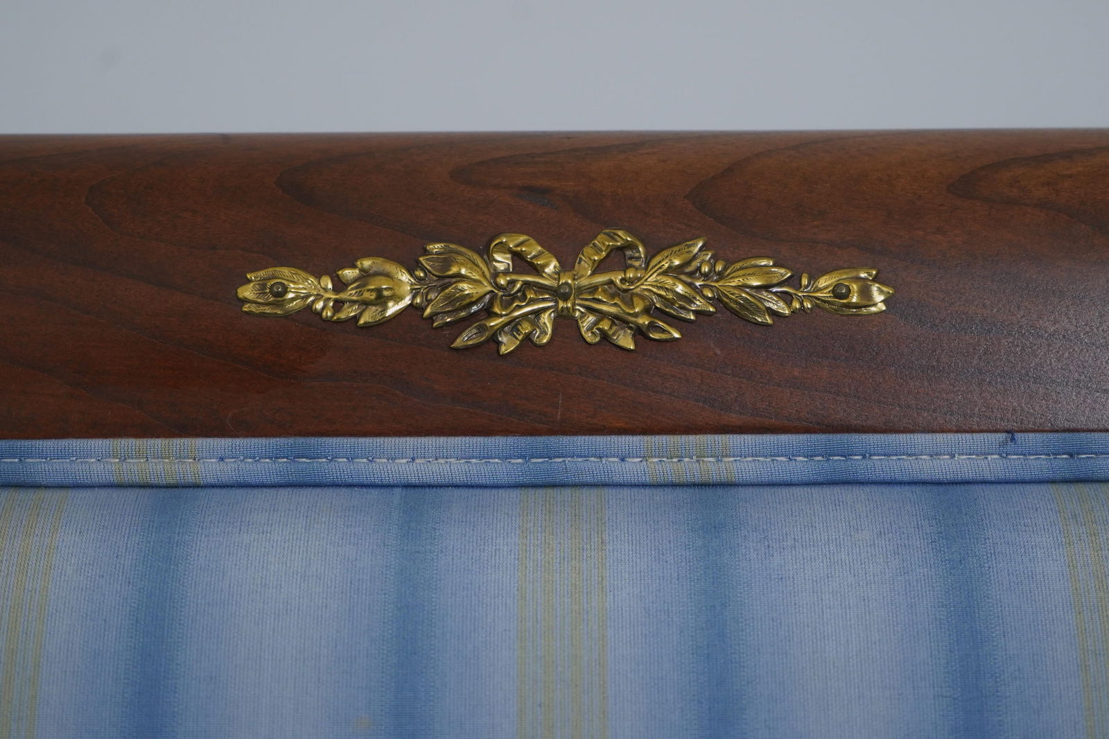 Baker French Empire Style Blue Upholstered Bergère Chair - 6