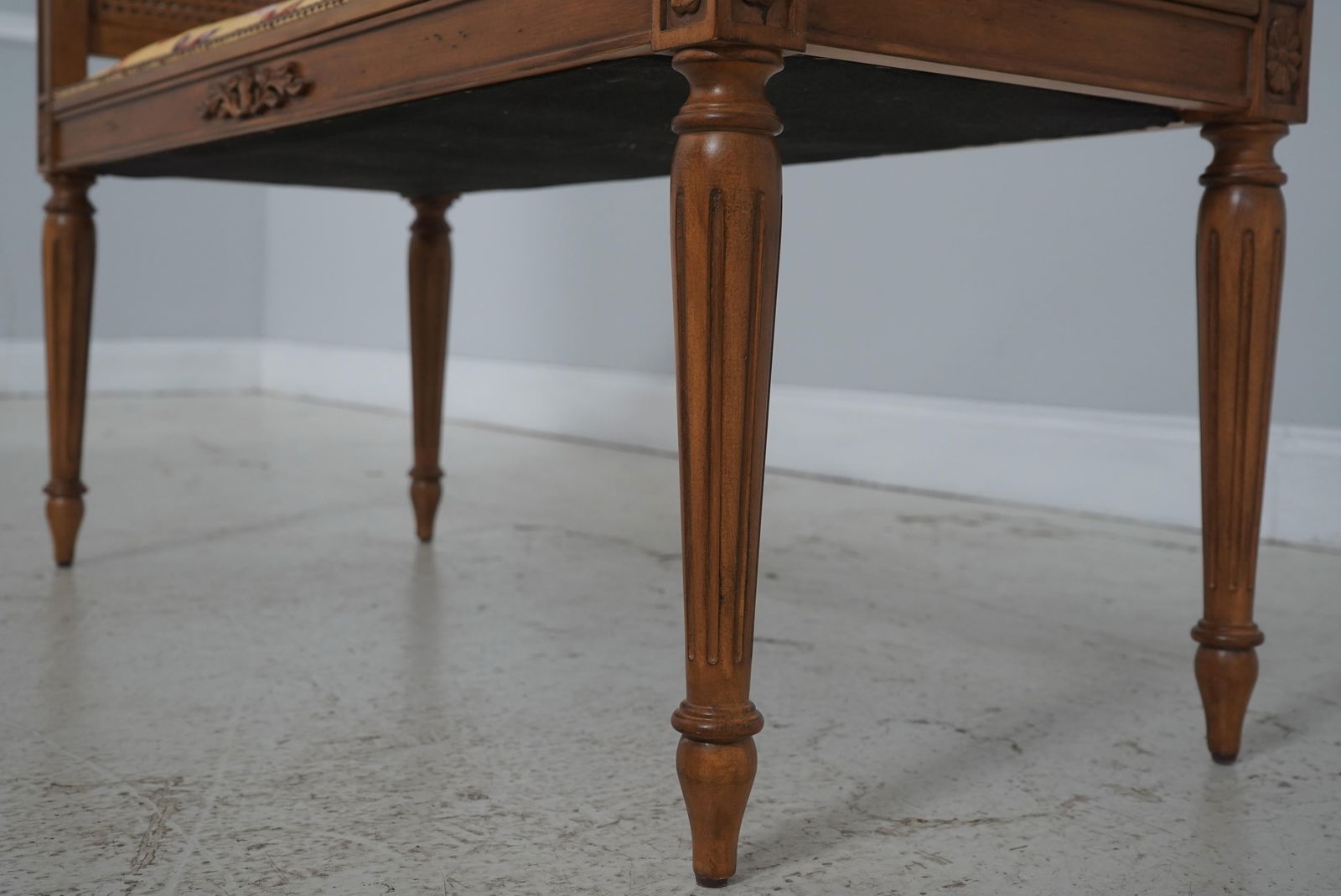 French Louis XVI Cane Side Window Bench - 6