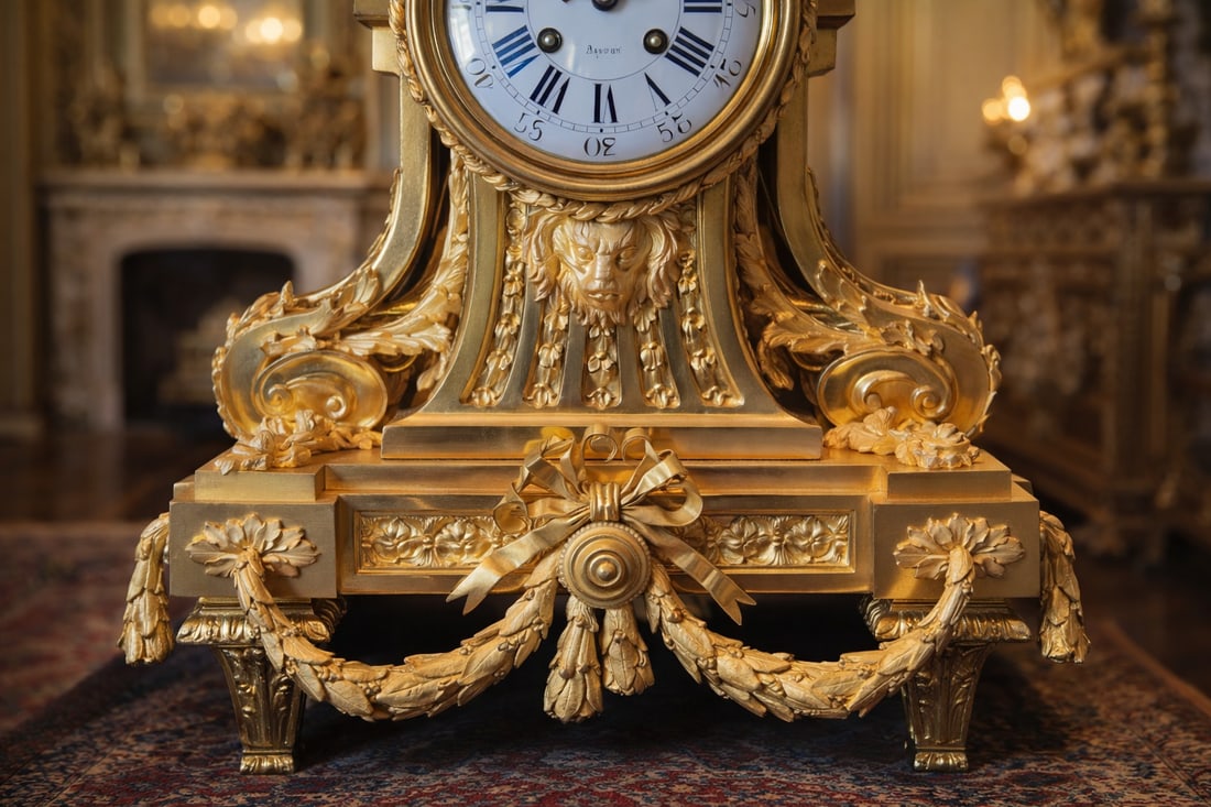 c.1860 Ad Mougin Louis XVI Gilt Bronze Clock Set, 3 PCS - 12