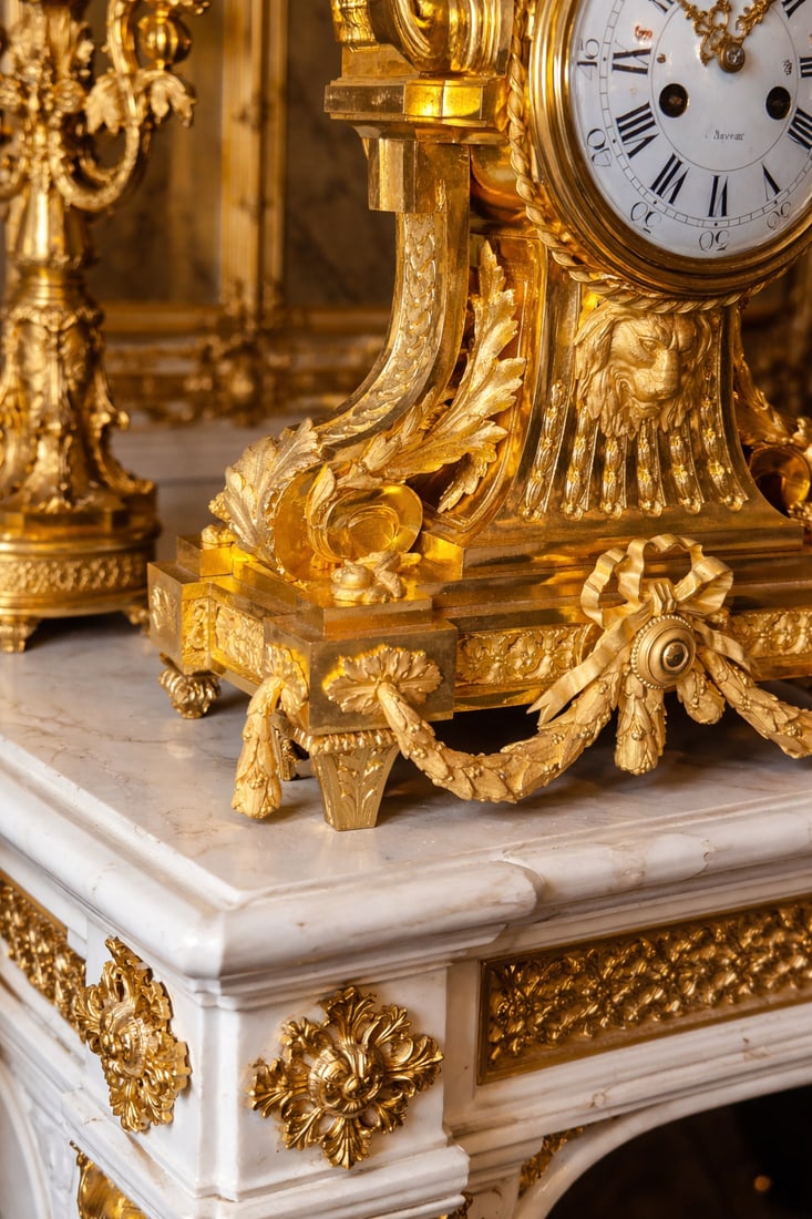c.1860 Ad Mougin Louis XVI Gilt Bronze Clock Set, 3 PCS - 17