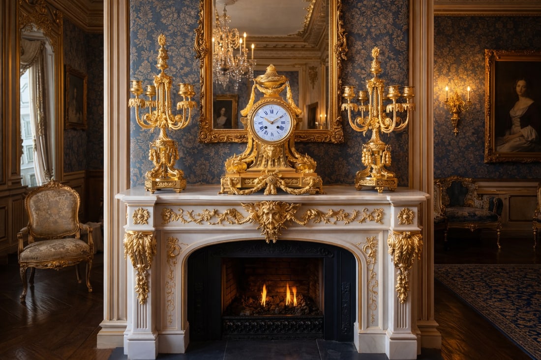 c.1860 Ad Mougin Louis XVI Gilt Bronze Clock Set, 3 PCS - 6