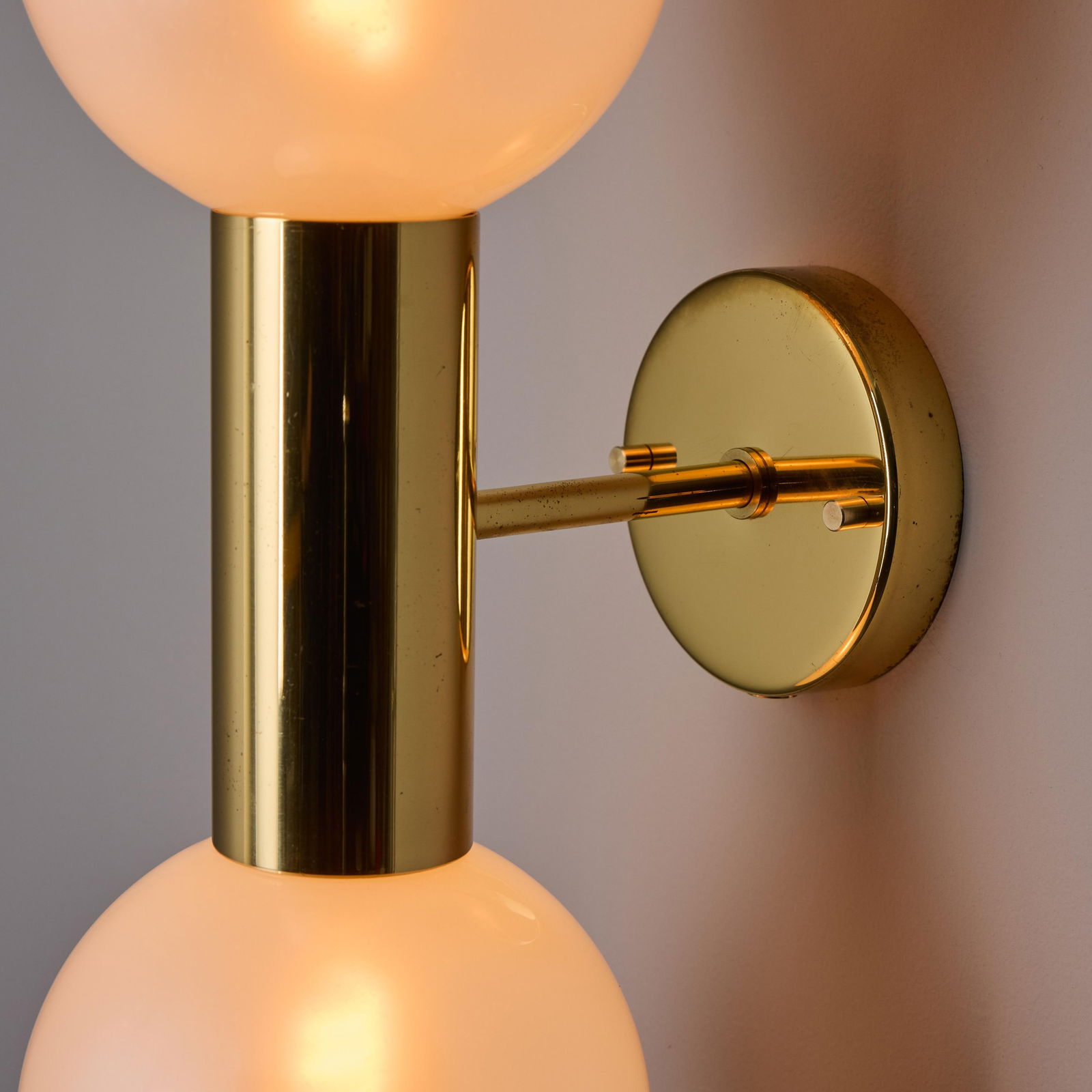 1970s Motoko Ishii Opaline Glass Double Sconce for Staff Leuchten - 11