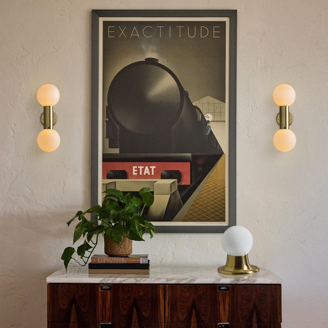 1970s Motoko Ishii Opaline Glass Double Sconce for Staff Leuchten - 2