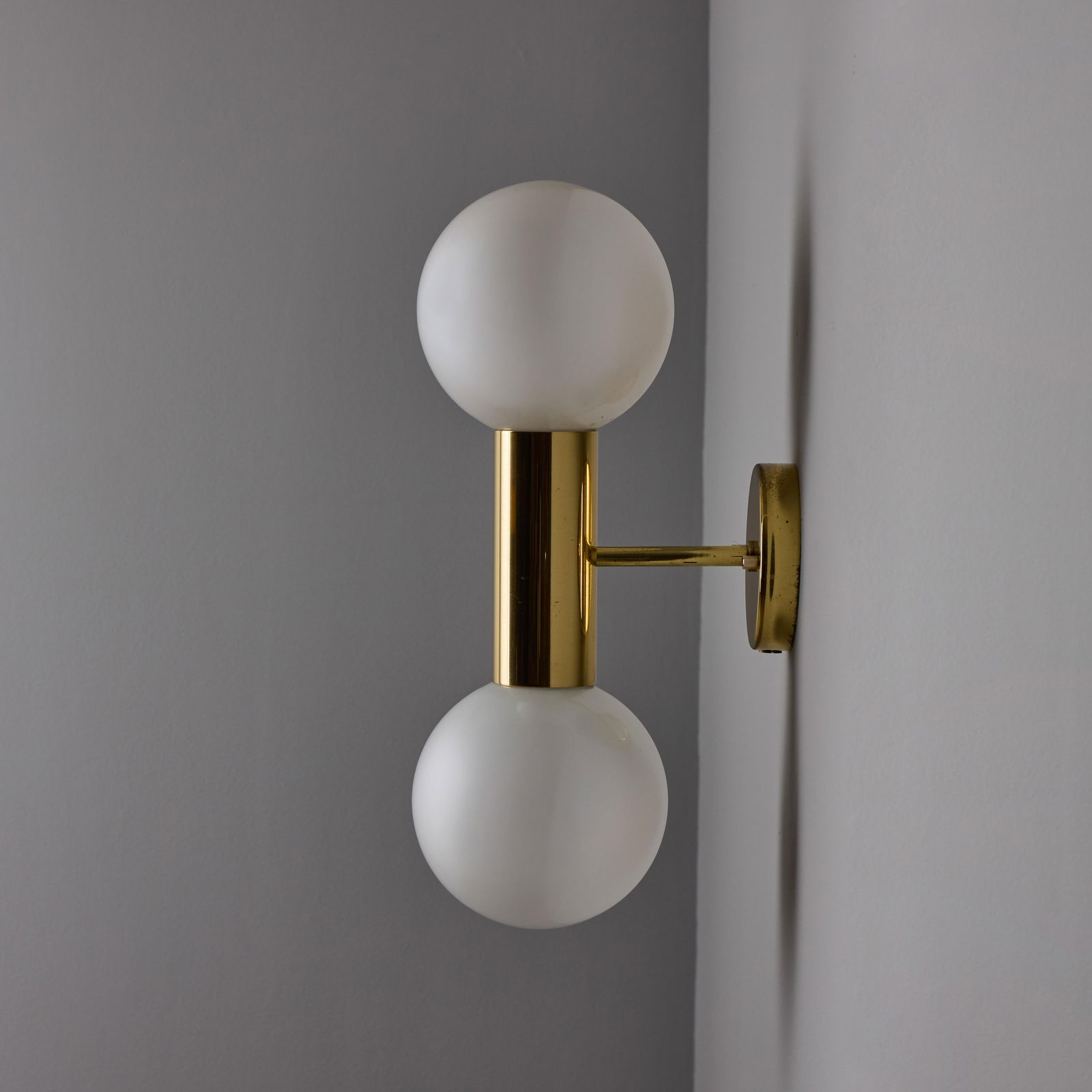 1970s Motoko Ishii Opaline Glass Double Sconce for Staff Leuchten - 6