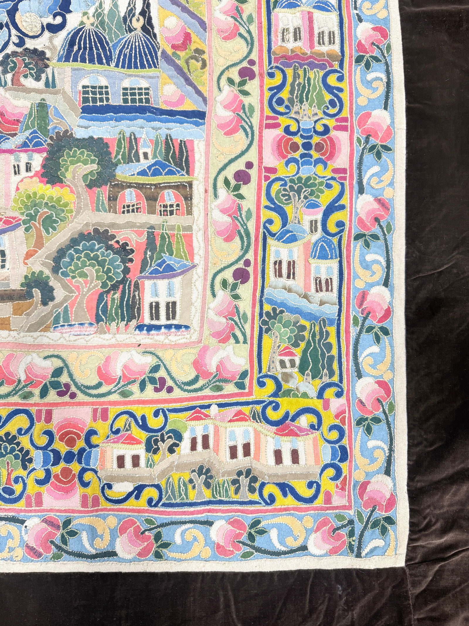 Late 19th / E. 20th Century Ottoman Turkish Mihrab Embroidered Tapestry - 11