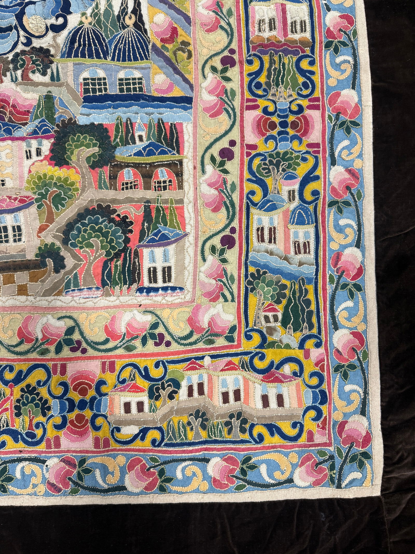 Late 19th / E. 20th Century Ottoman Turkish Mihrab Embroidered Tapestry - 3