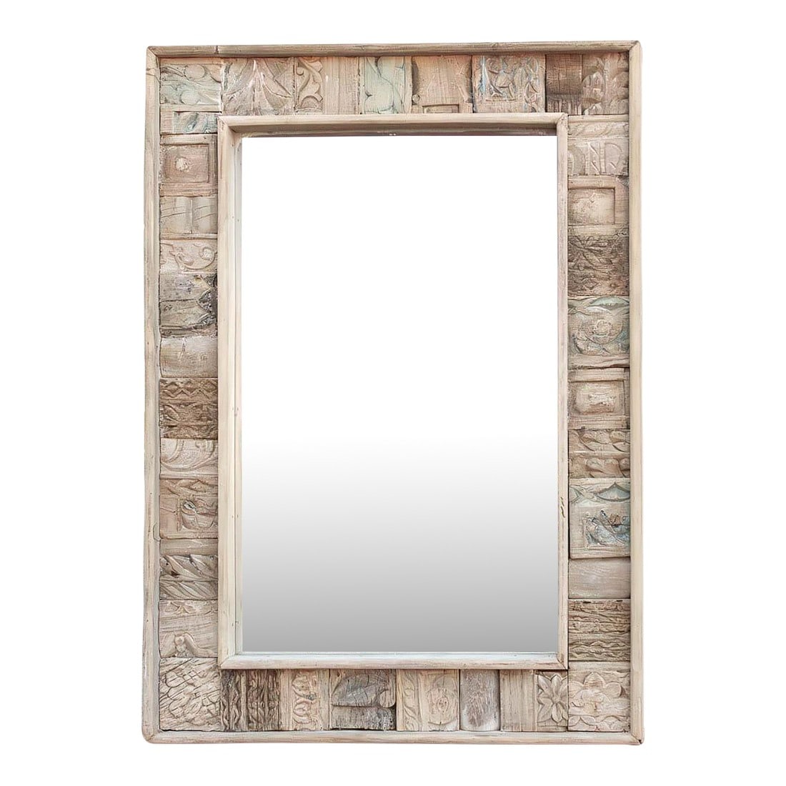 Rustic Abstract Carved Wall Mirror (1 of 6)