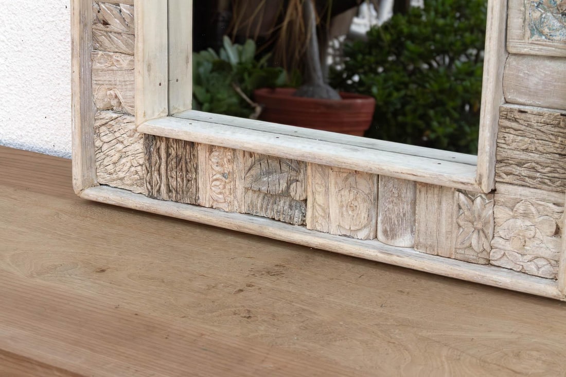 Rustic Abstract Carved Wall Mirror - 3