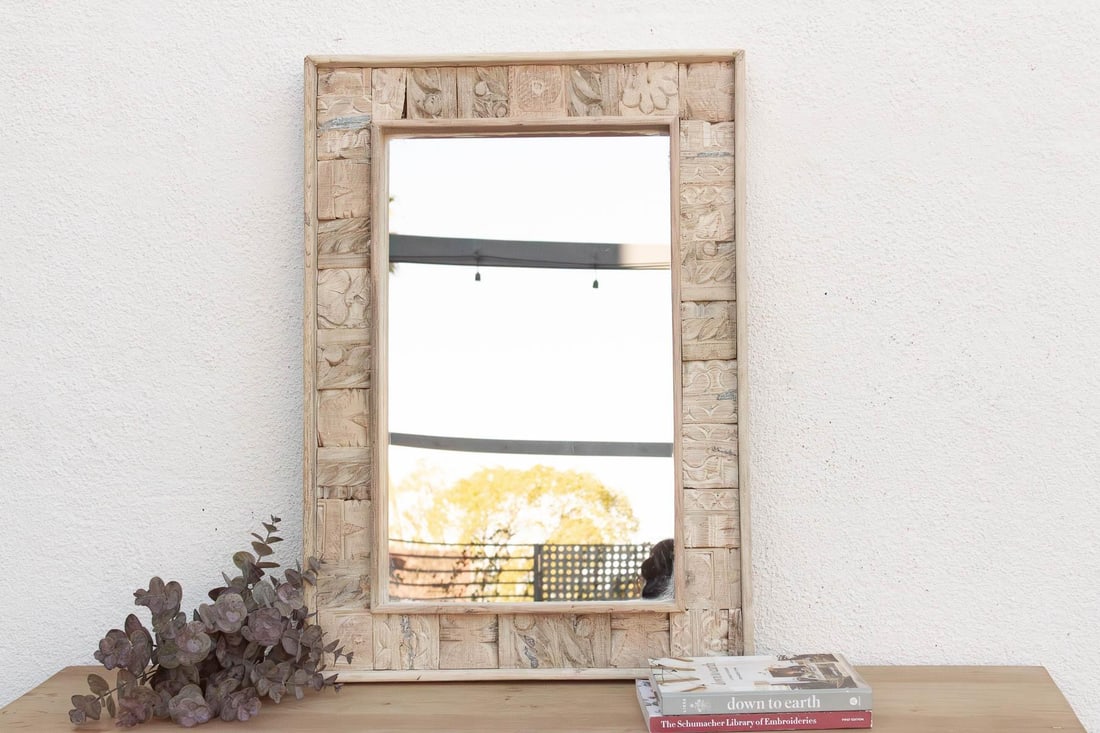 Rust Modern Farmhouse Carved Mirror - 2