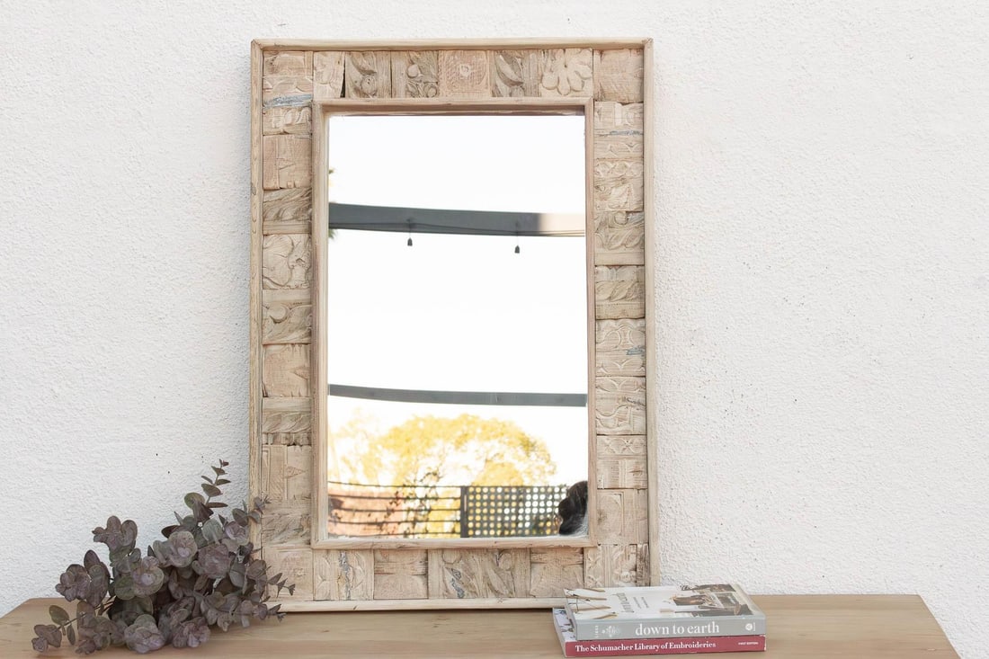 Rust Modern Farmhouse Carved Mirror - 6