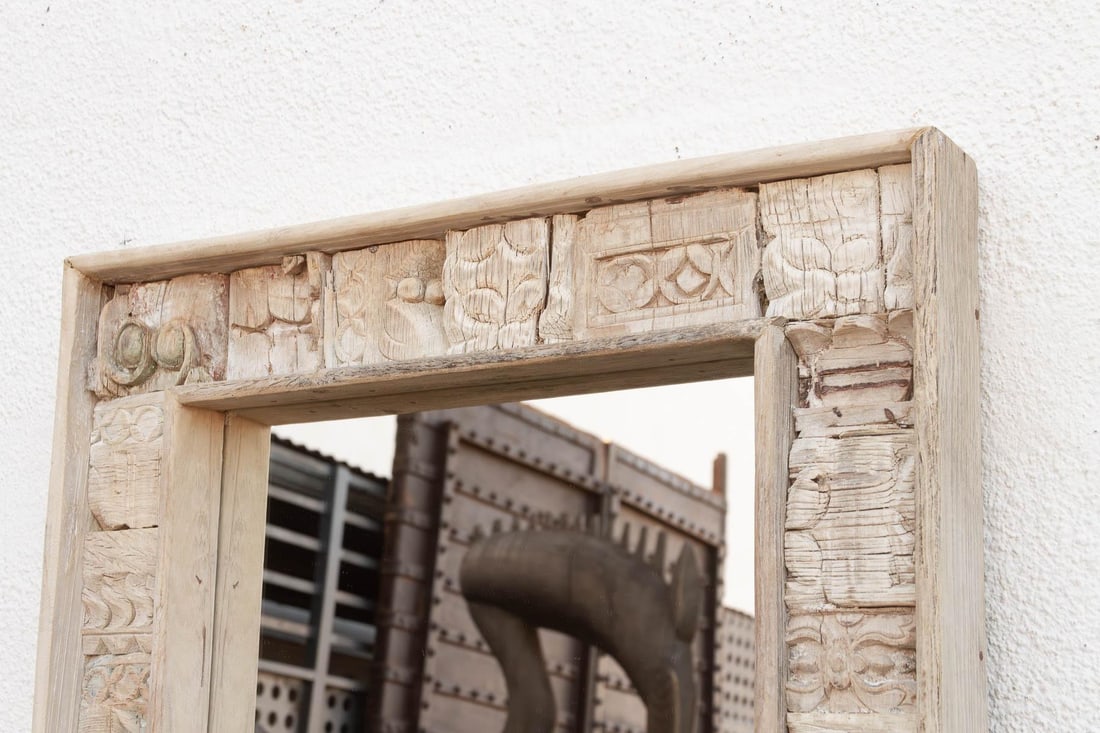 34" Reclaimed Carved Patch Work Mirror - 4