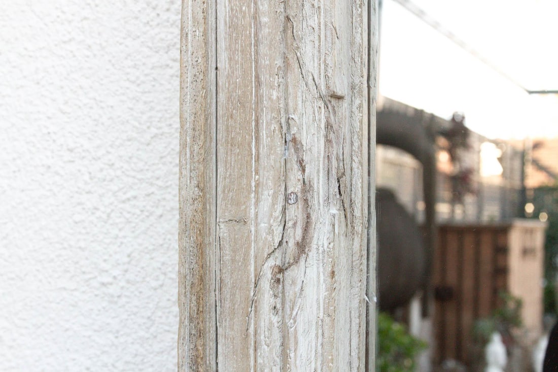 42" Long Antique Sun Bleached Teak Mirror - 4
