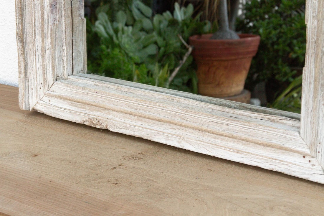 42" Long Antique Sun Bleached Teak Mirror - 5