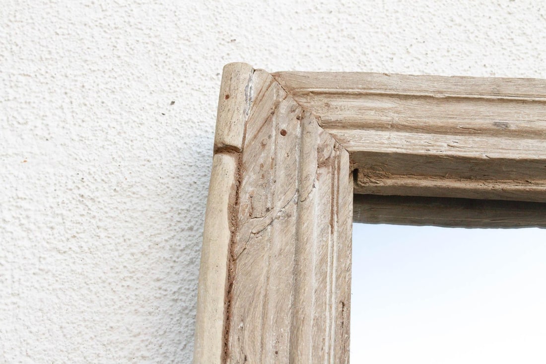 Robust Framed Architechural Salvage Teak Mirror - 3