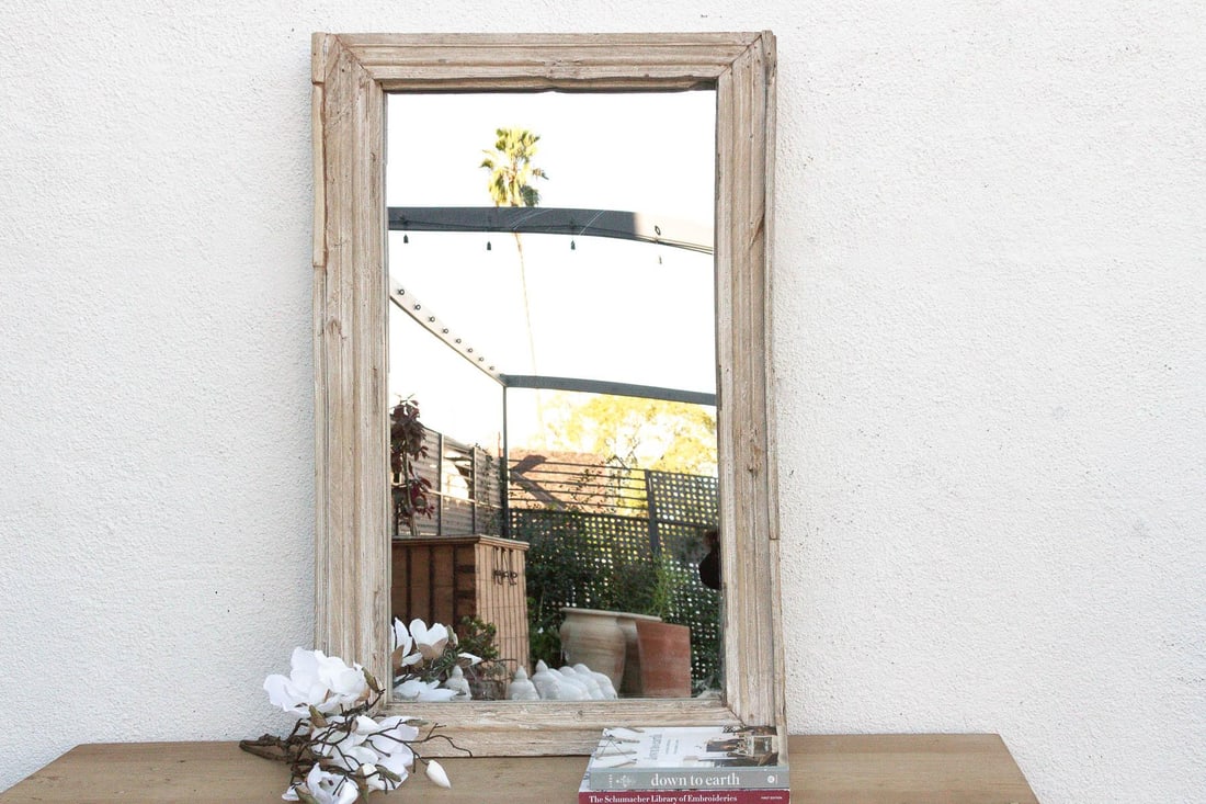 Robust Framed Architechural Salvage Teak Mirror - 4