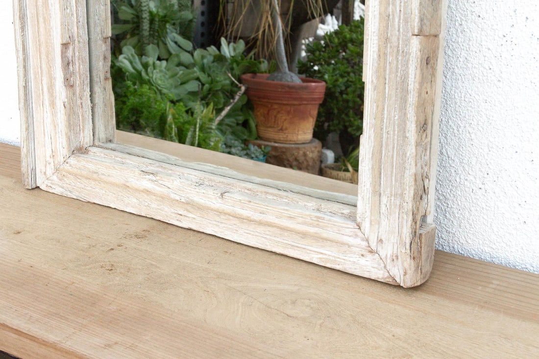 Robust Framed Architechural Salvage Teak Mirror - 5