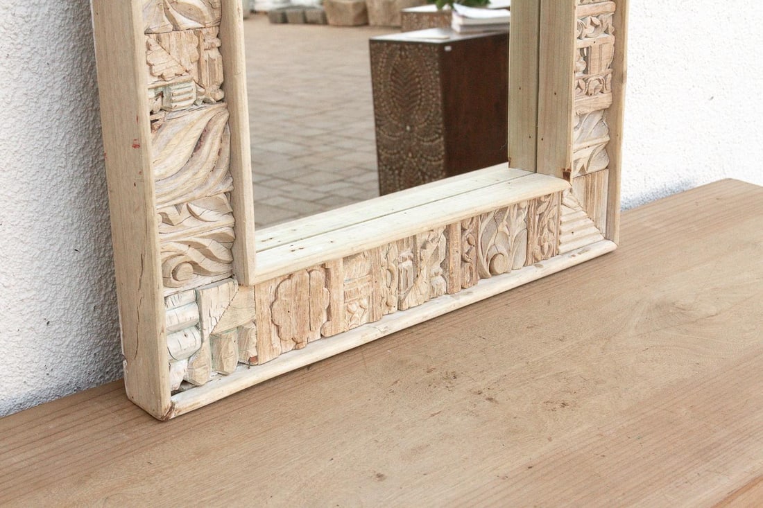 Rustic Bohemian Bleached Wood Mirror - 5
