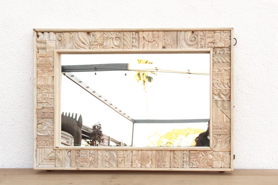 Rustic Bohemian Bleached Wood Mirror - 6