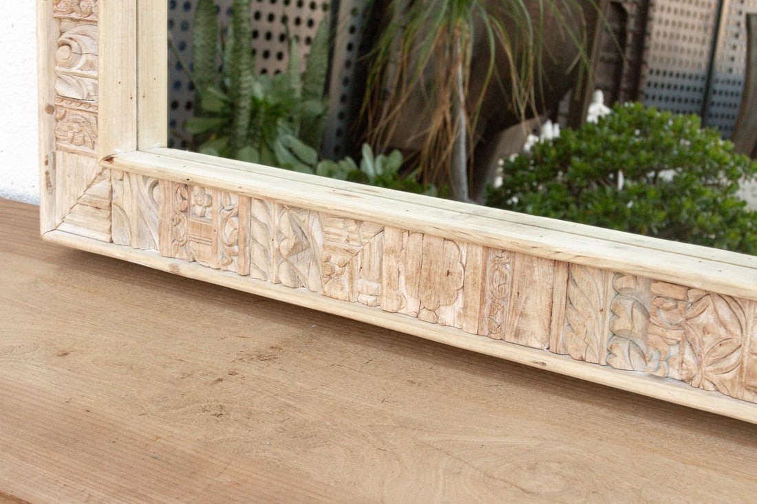 Rustic Bohemian Bleached Wood Mirror - 8