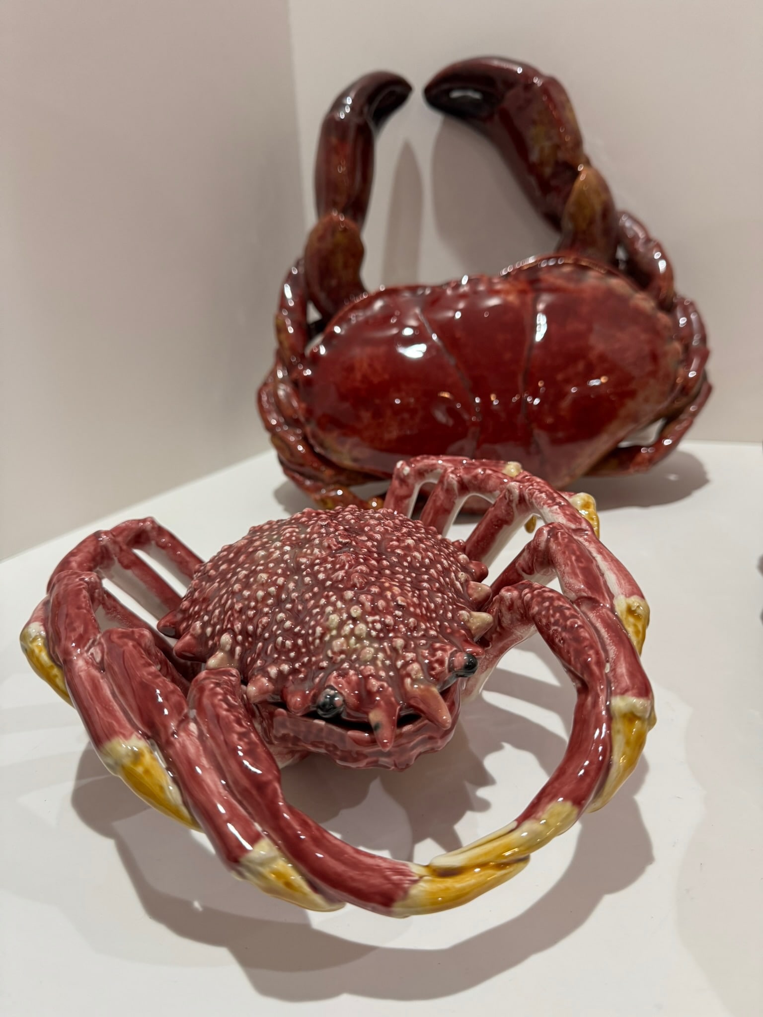 Vintage Majolica-Style Sea Creature Tureens – Crab and Lobster Ceramic Sculptures - Set of - 3