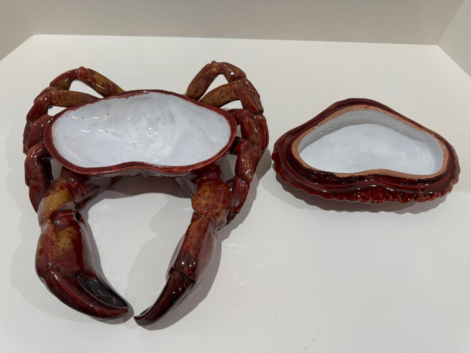 Vintage Majolica-Style Sea Creature Tureens – Crab and Lobster Ceramic Sculptures - Set of - 9