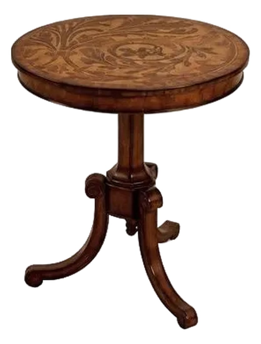 Maitland Smith 3030-844 Round Marquetry Inlaid Occasional Table (1 of 9)