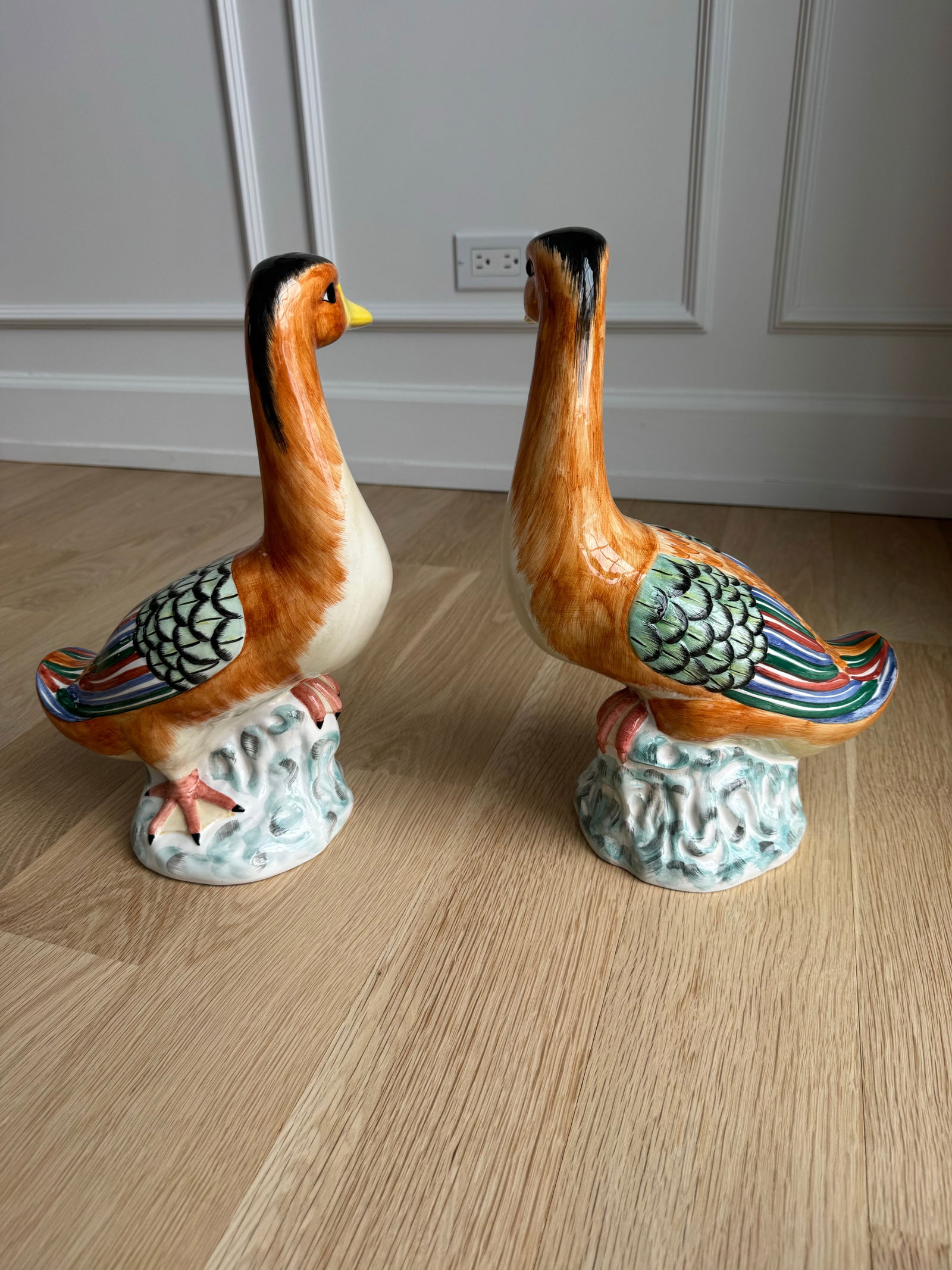 Large, Rare Vintage Italian Mottahedeh Peking Duck Figurines – Hand Painted (Pair) - 10