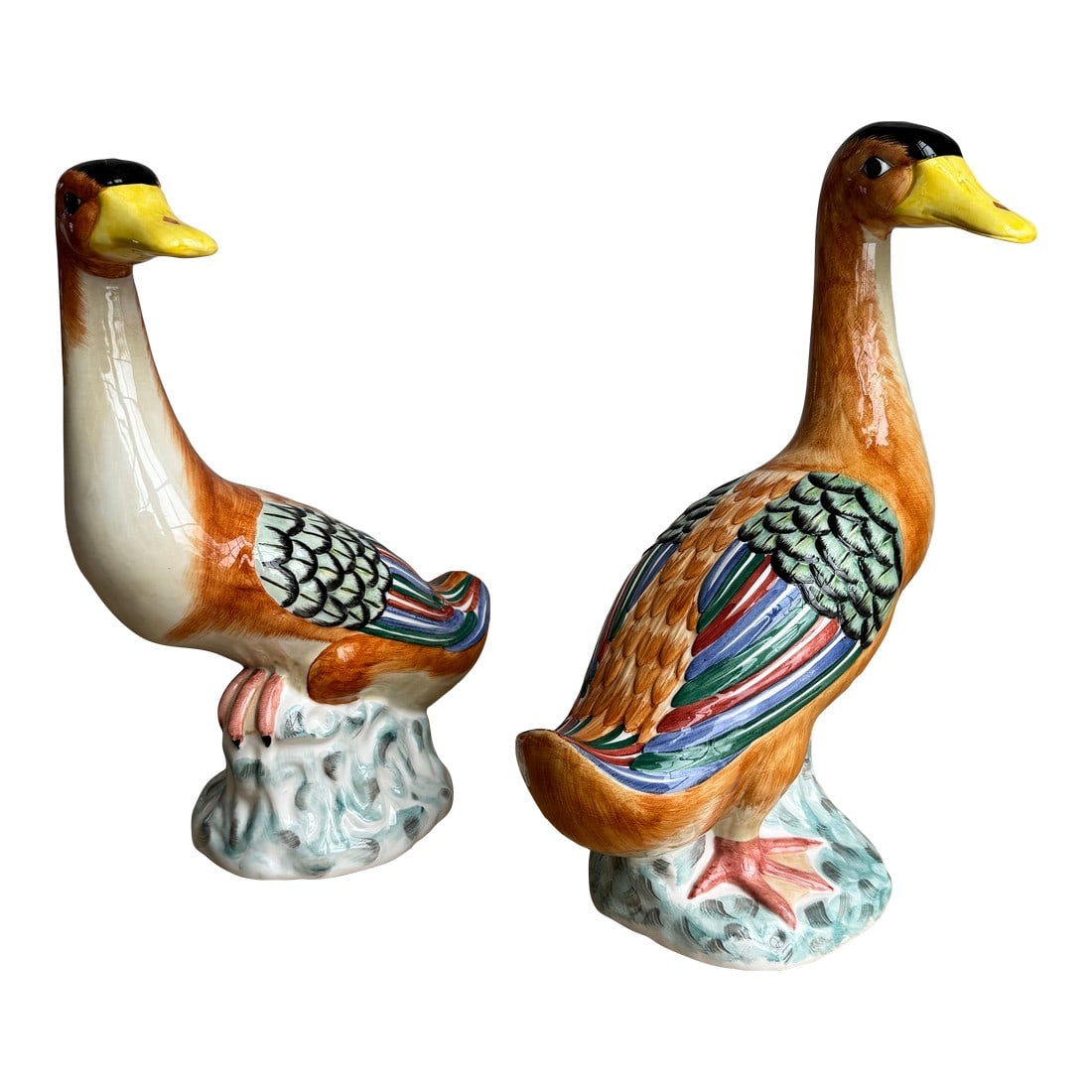 Large, Rare Vintage Italian Mottahedeh Peking Duck Figurines – Hand Painted (Pair) (1 of 10)
