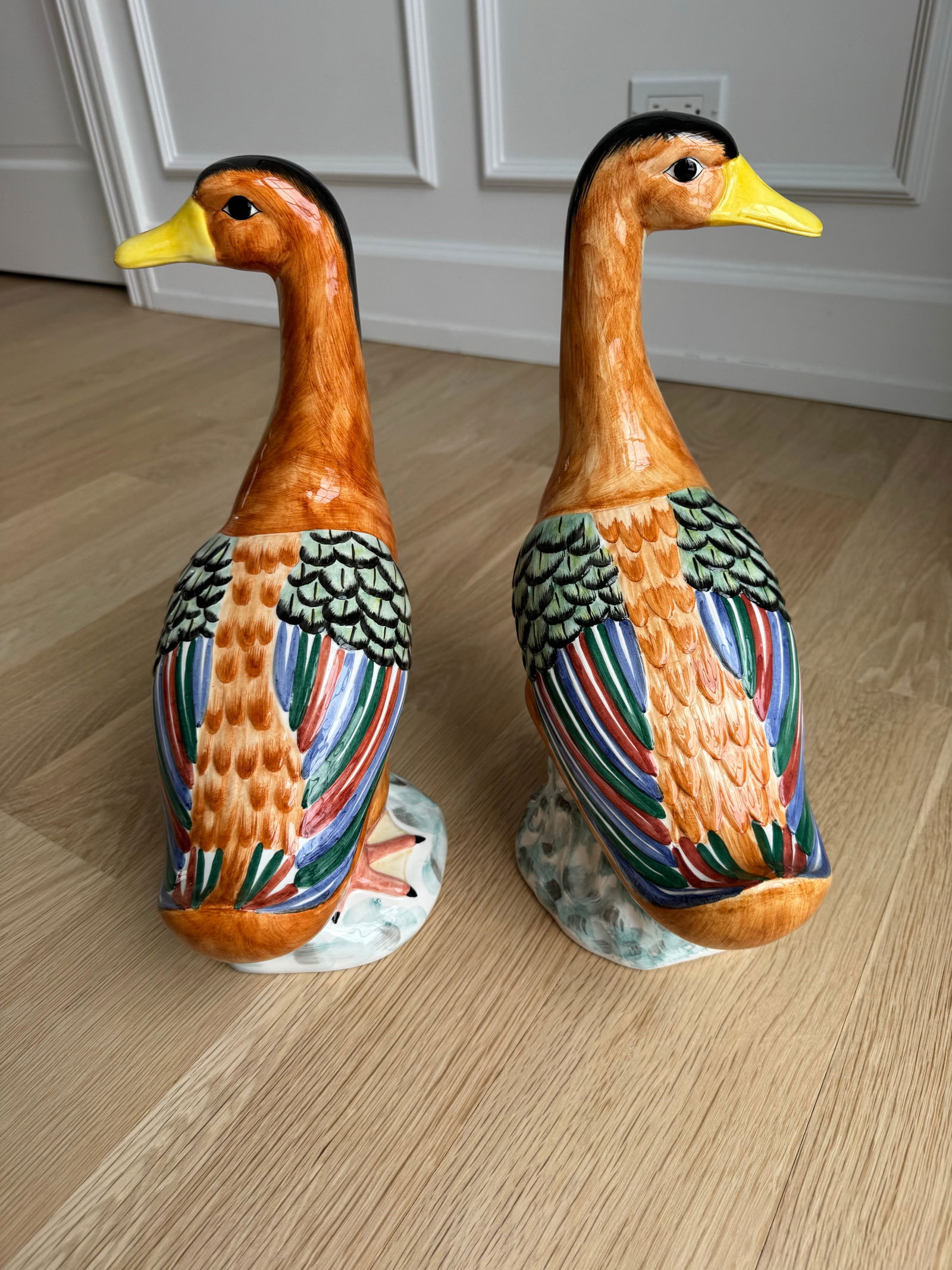 Large, Rare Vintage Italian Mottahedeh Peking Duck Figurines – Hand Painted (Pair) - 2