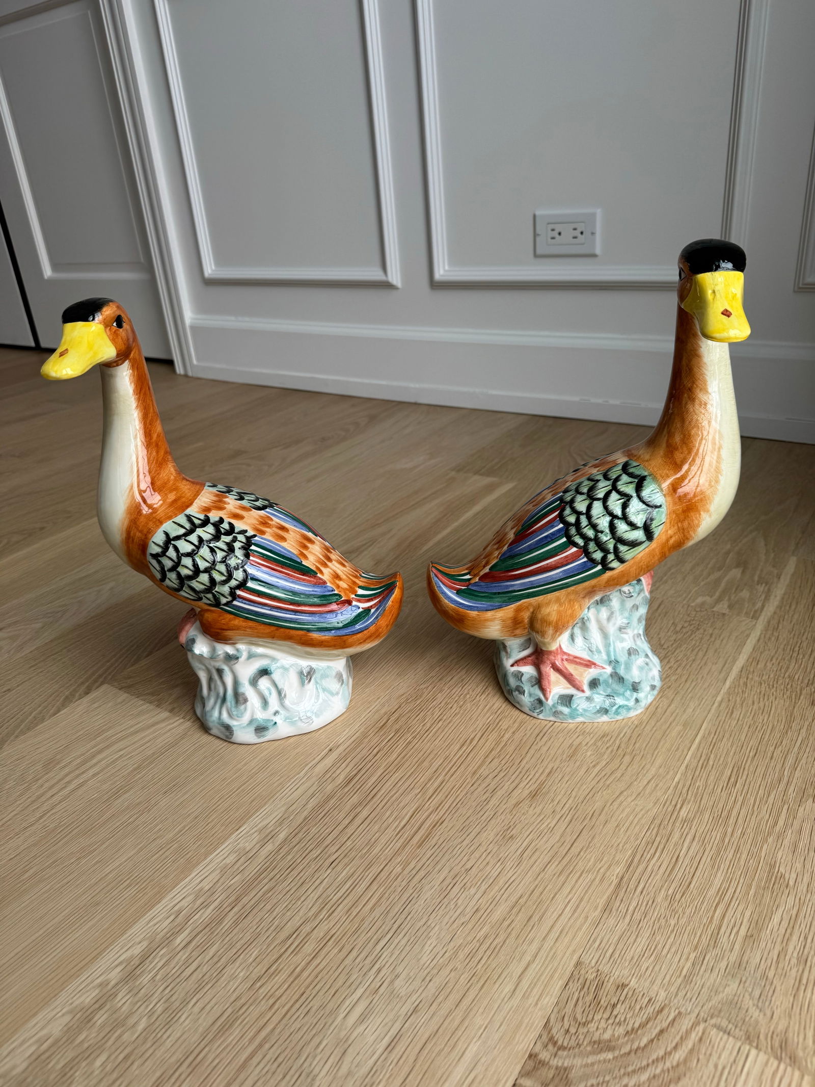 Large, Rare Vintage Italian Mottahedeh Peking Duck Figurines – Hand Painted (Pair) - 5