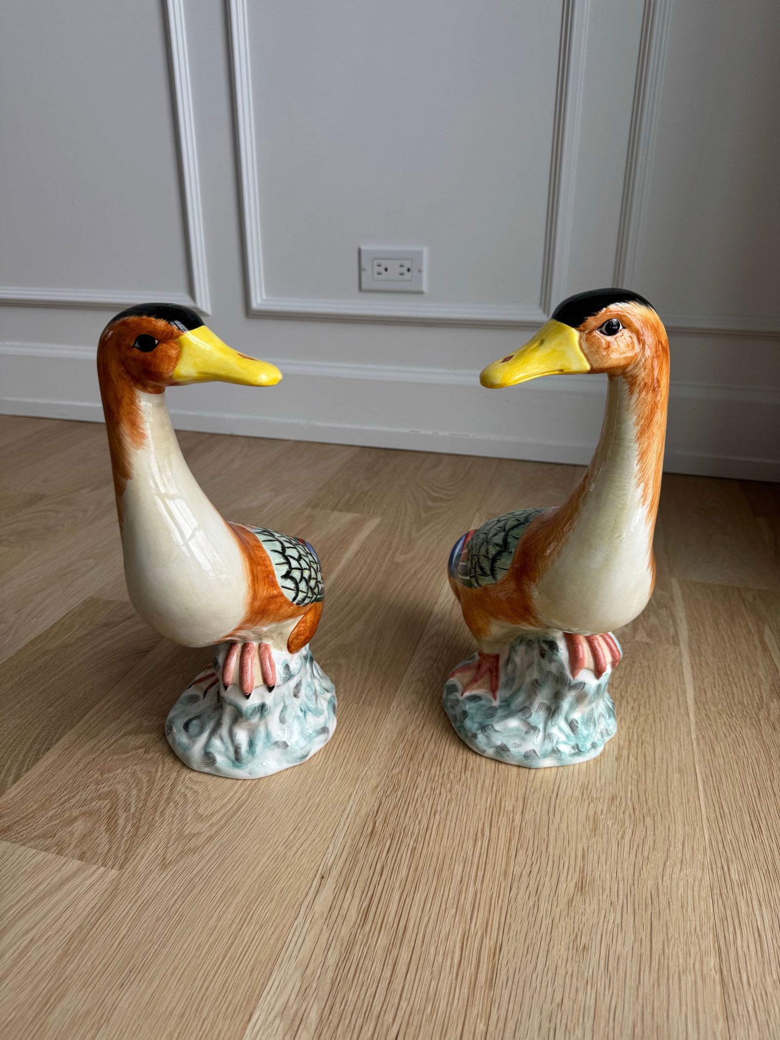 Large, Rare Vintage Italian Mottahedeh Peking Duck Figurines – Hand Painted (Pair) - 6